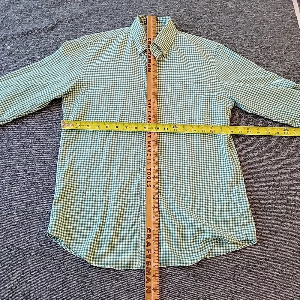 J Crew Lightweight Oxford Cloth Shirt Men's Small Slim Green Check Gingham‎